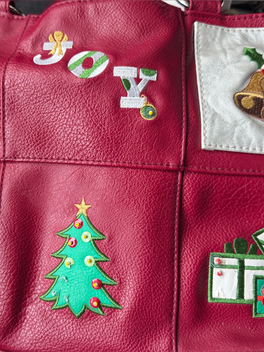 Rosetti Festive 'Joy' Patch Red Tote with Holiday Appliqués